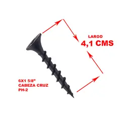 GENERICO - Tornillo Volcanita Crs Negro 6 X 1 5/8 (550 Und) Supercalidad