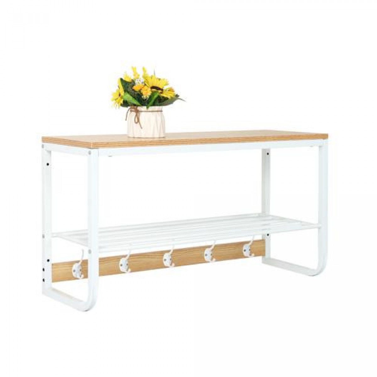 GENERICO - Perchero de pared 5 Ganchos Metal-Madera Bighouse