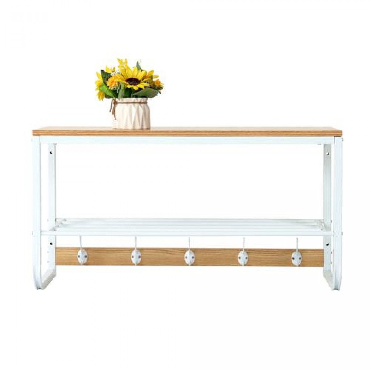 GENERICO - Perchero de pared 5 Ganchos Metal-Madera Bighouse