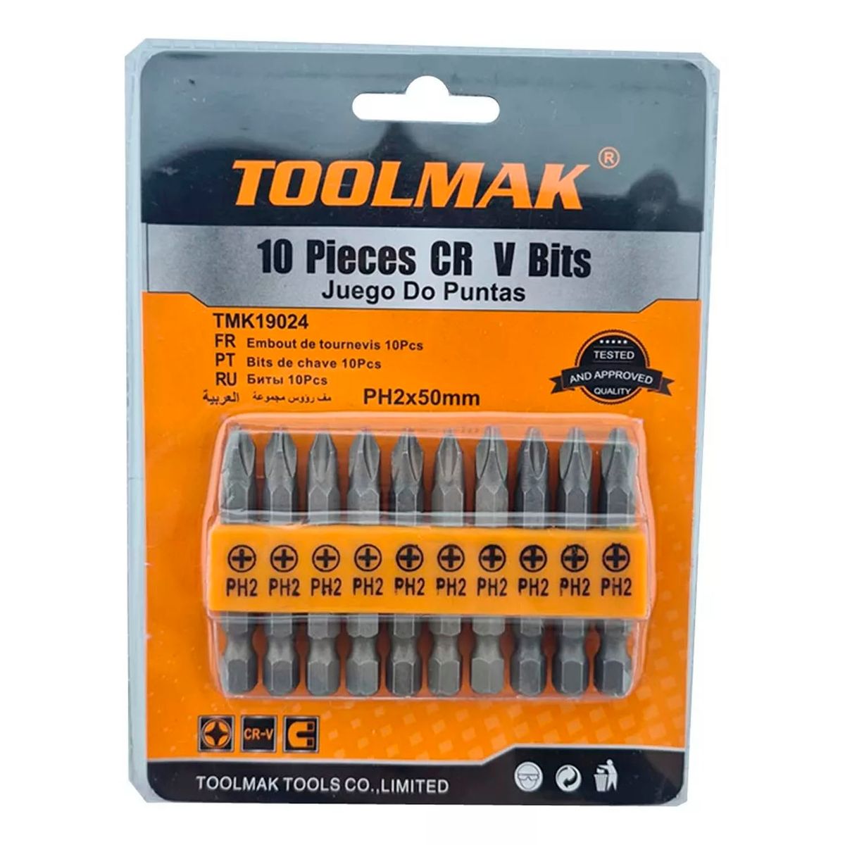 GENERICO - Puntas Phillips Hexagonal Ph2x50mm 10 Piezas Magnetico Tmk