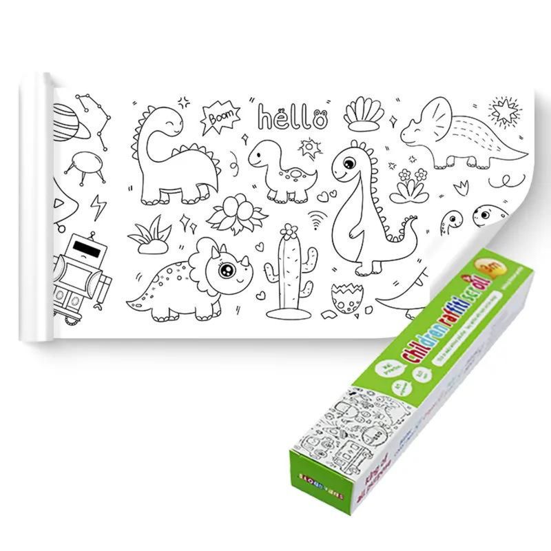 GENERICO - Rollo de dibujos para niños para colorear - Dinosaurios