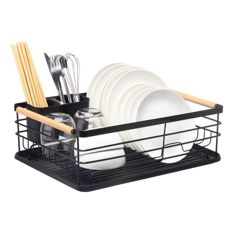 SIMPLIT - Secaplatos Escurridor 1 Nivel Acero Inox Negro Simplit