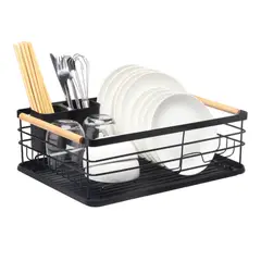 SIMPLIT - Secaplatos Escurridor 1 Nivel Acero Inox Negro