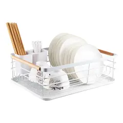 SIMPLIT - Secaplatos Escurridor 1 Nivel Acero Inox Blanco