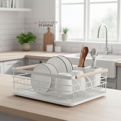 Imagen 2 del producto Secaplatos Escurridor 1 Nivel Acero Inox Blanco