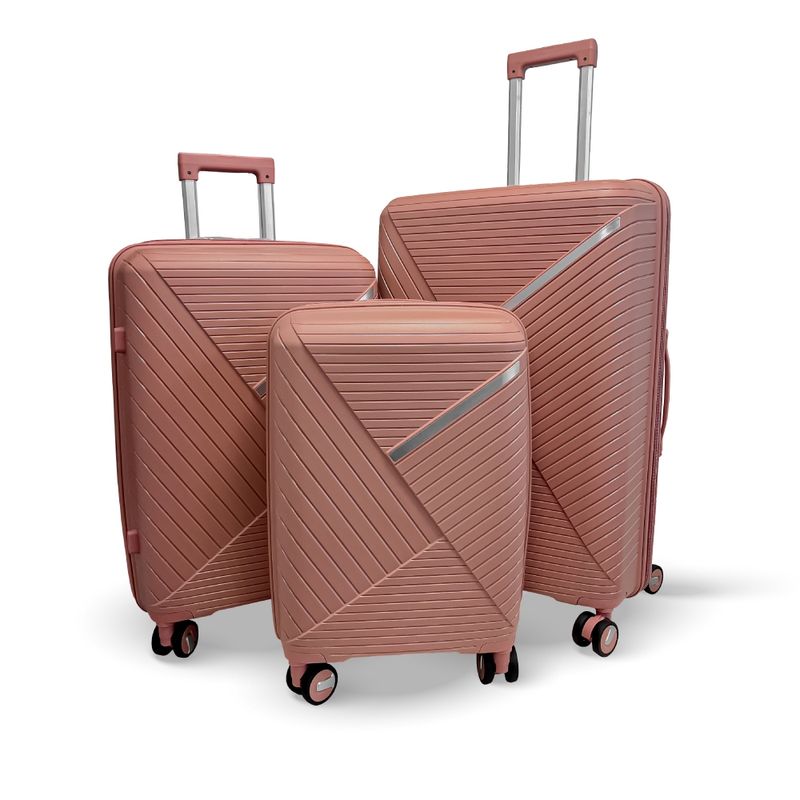 HOME&DESIGN - Set de 3 Maletas Rígidas color Rosado