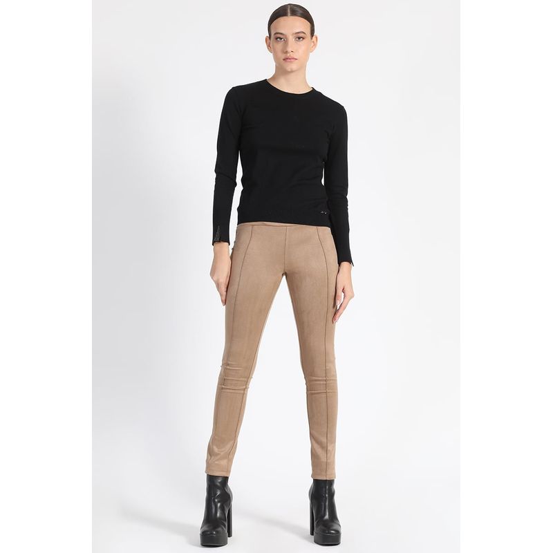 LIOLA - Pantalon Pitillo Liso Café Liola