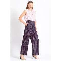 LIOLA - Pantalon Ancho Estampado Lunares, Rosa