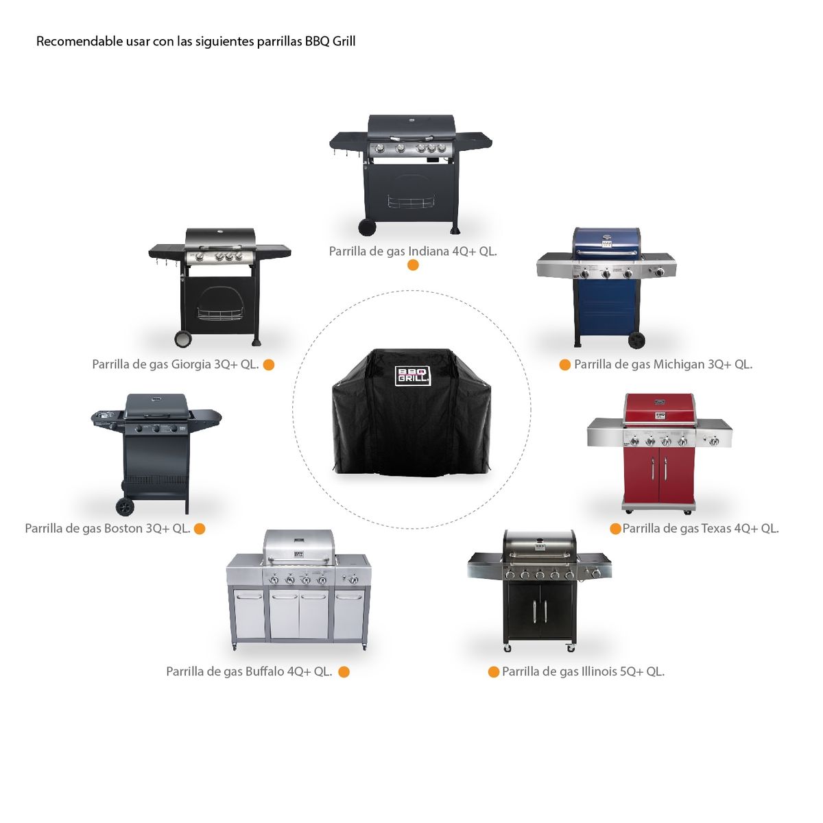 BBQ GRILL - Funda Parrilla Ajustable de 3 a 5 Quemadores