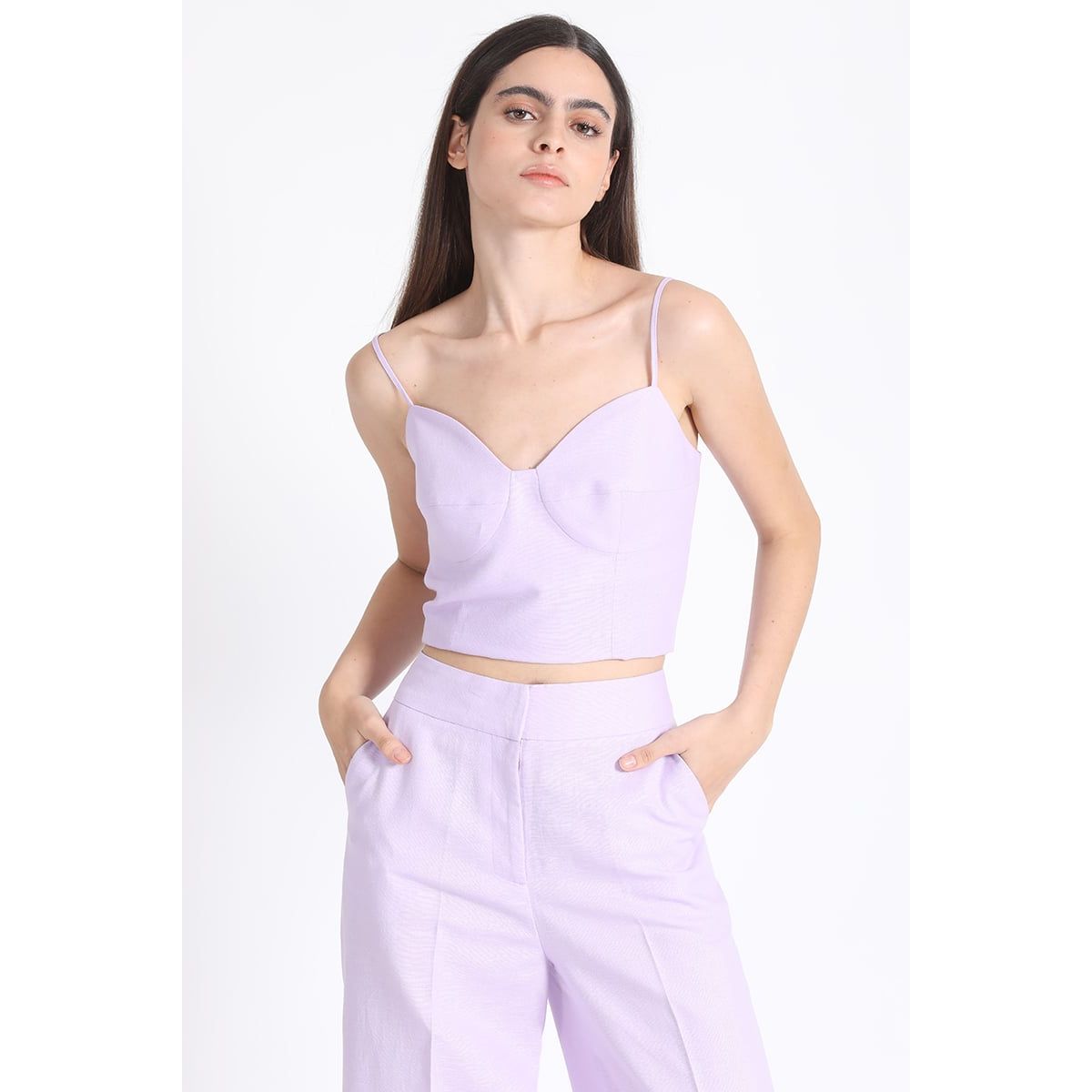 LIOLA - Top Crop Corse Lino Lila Liola