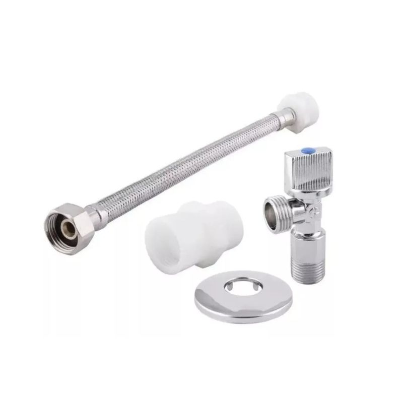 GENERICO - Kit Llave Angular + Flexible De 35 Cms Para Estanque