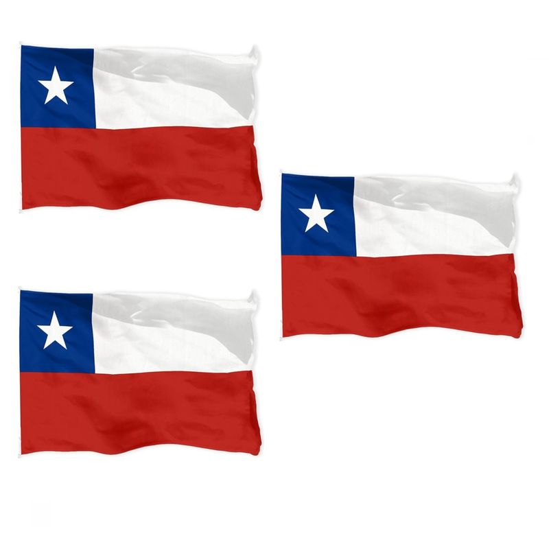 GENERICO - X3 Bandera Chilena Bordada Banderas De Chile 150x100 Fiestas Patrias