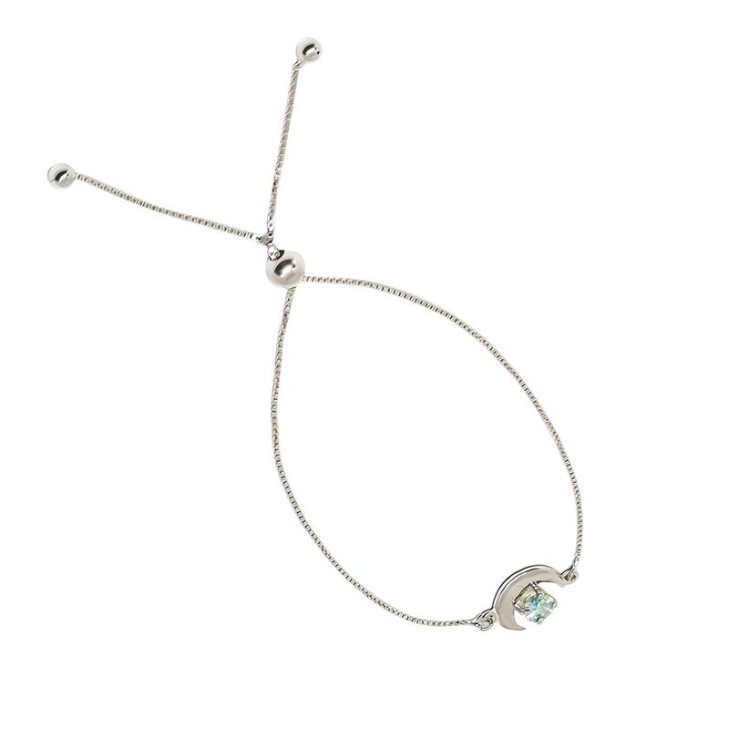 ANDREA COGGIOLA JOYAS - Pulsera Luna Topacio Celeste Plata Fina 925 Adaptable