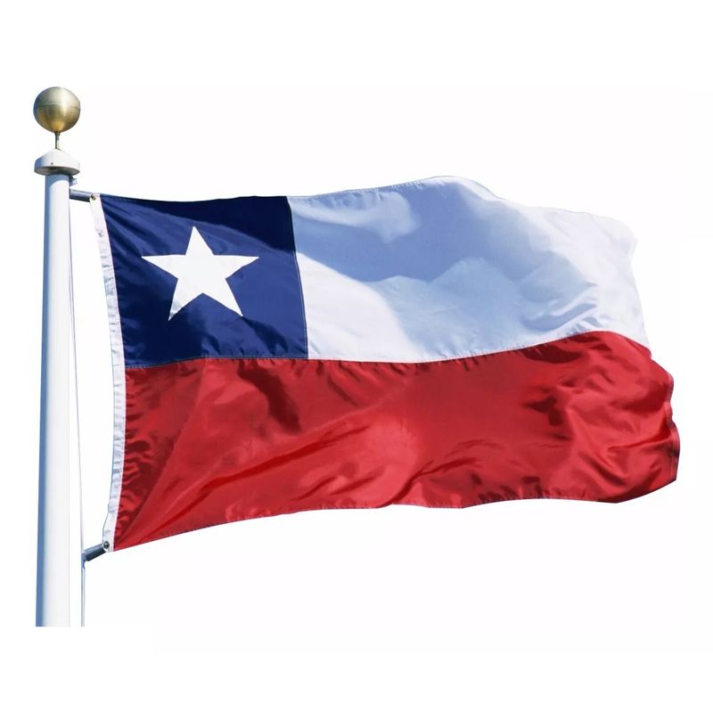 GENERICO - Bandera Chilena De Tela Estrella Bordada 100x150cm Chile