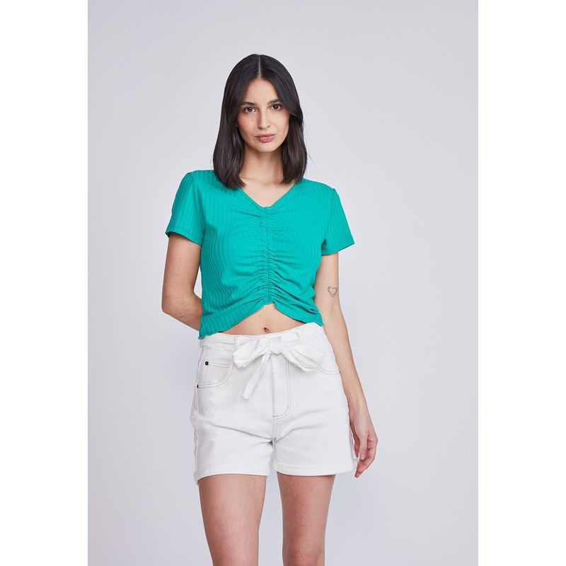 SIOUX - Polera Mujer Recogida Verde Sioux