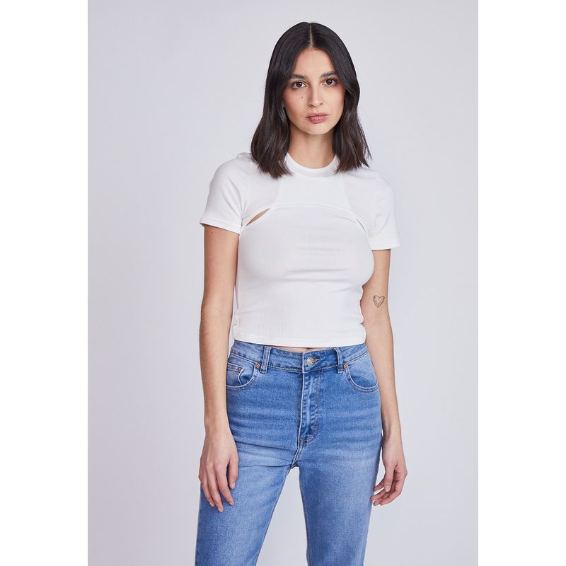 SIOUX - Polera Mujer Elasticada Blanco Sioux