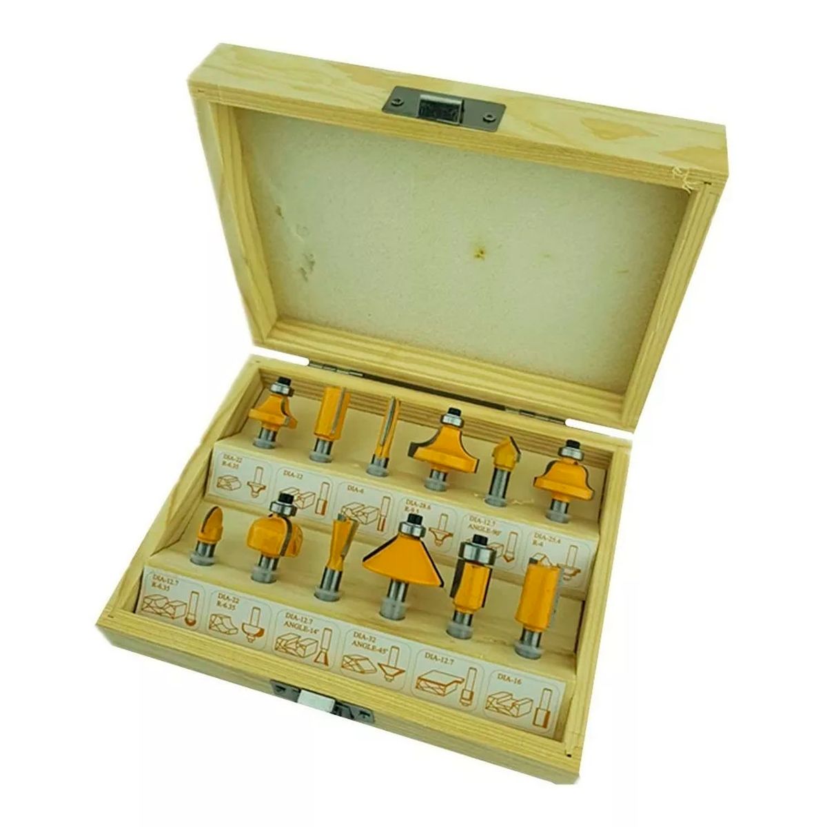 GENERICO - Set Fresas Madera 12 Piezas 1/4 Fresadora Tupi Router Crownman