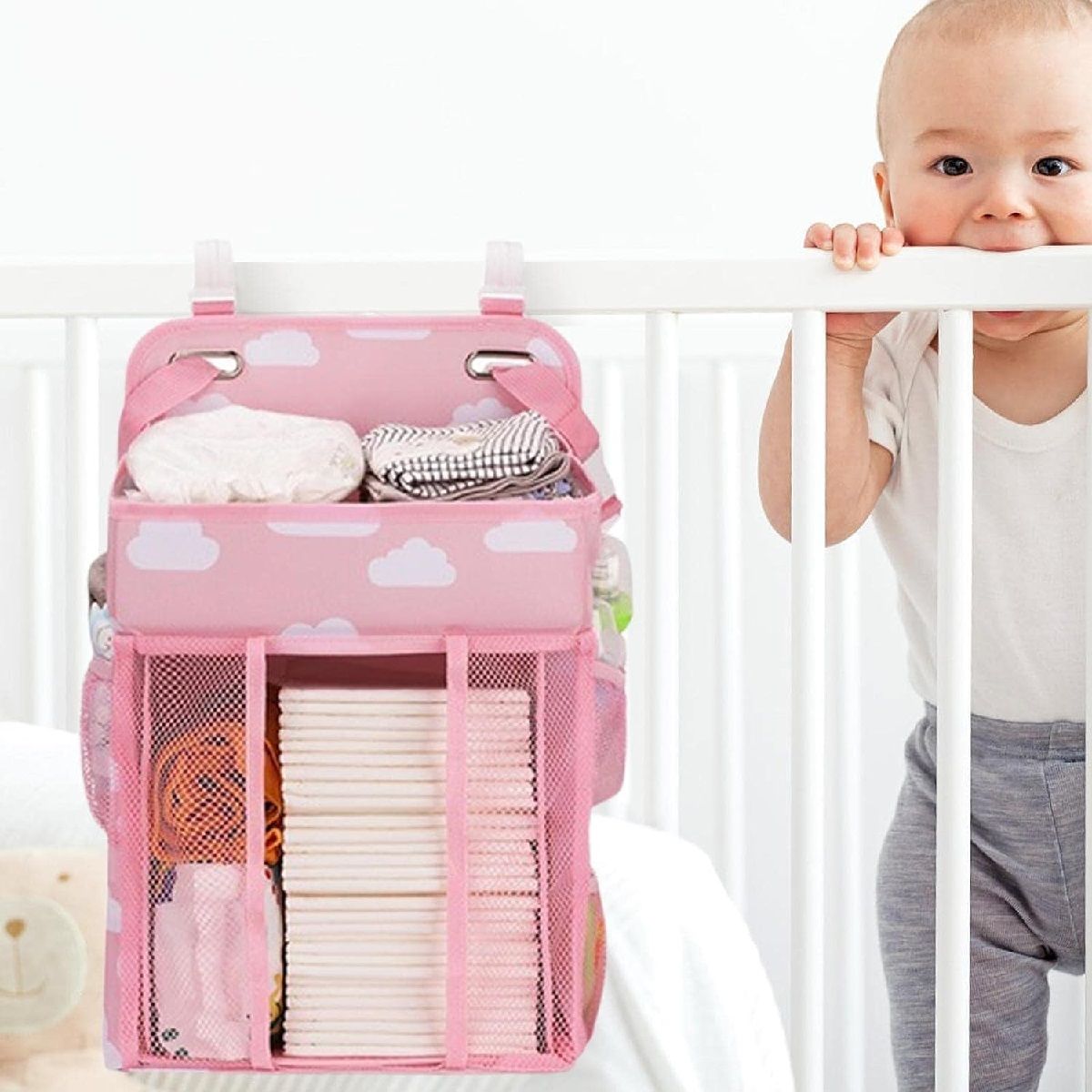 GENERICO - Organizador De Pañales Colgante Para Cuna O Coche Rosa