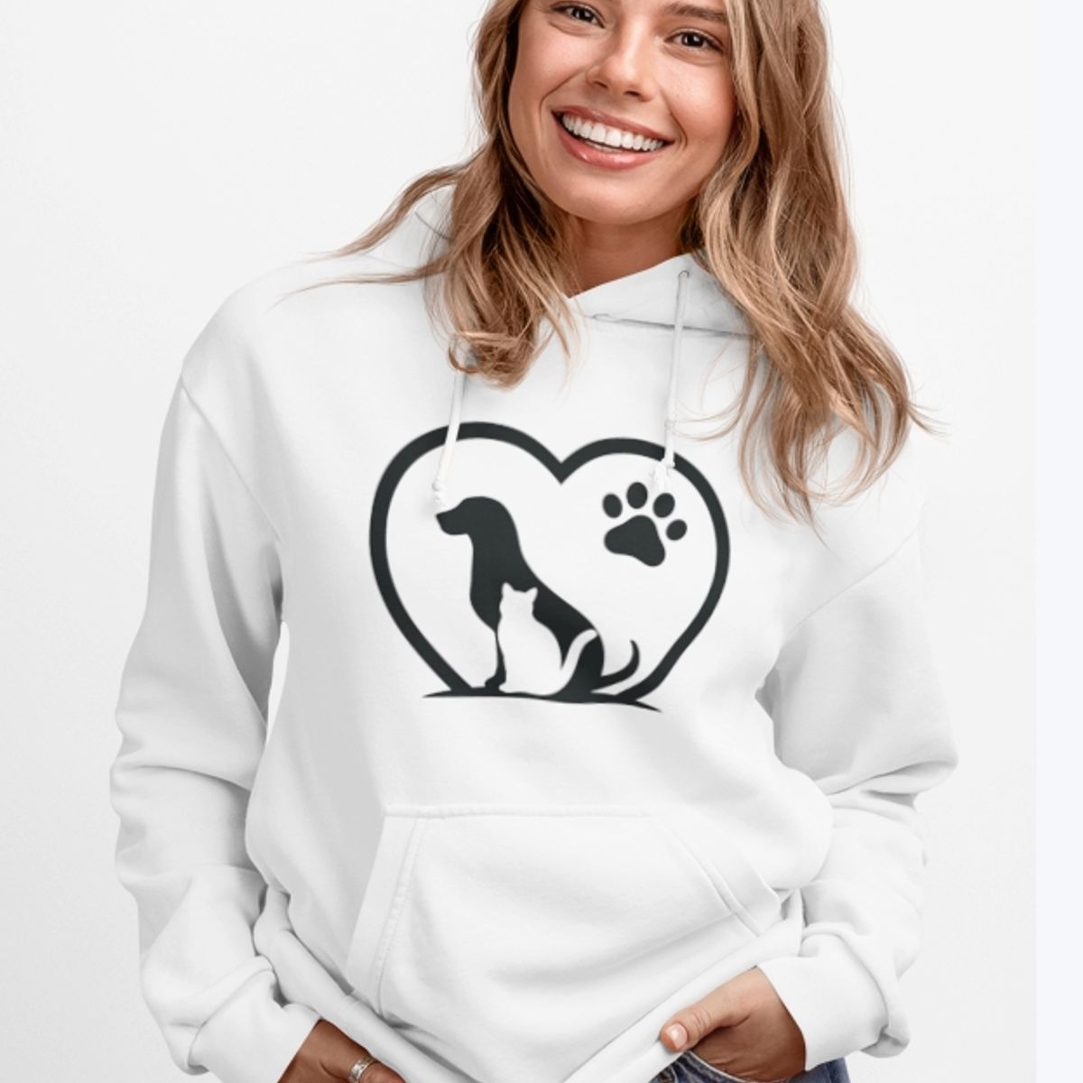 GENERICO - Polerón Corazón Perrito, Gatito  Amor Love Estampado