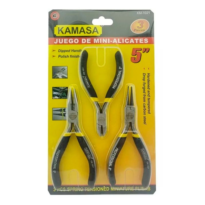 KAMASA - Set Kit Juego De Mini Alicates 5 Pulgadas 3 Piezas Kamasa
