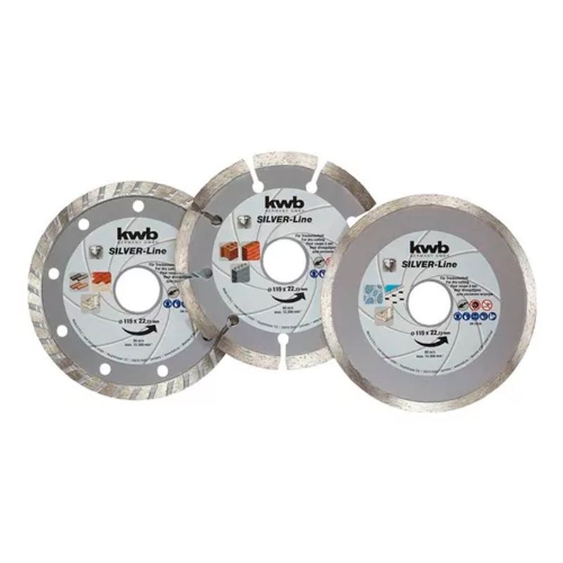 KWB - Pack 3 Disco Diamantado Turbo Segmentado 115mm Corte Kwb