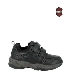 UNS - Zapatilla Escolar de Cuero Niño Negro Calar