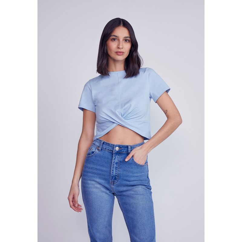 SIOUX - Polera Mujer Cruzada Celeste Sioux