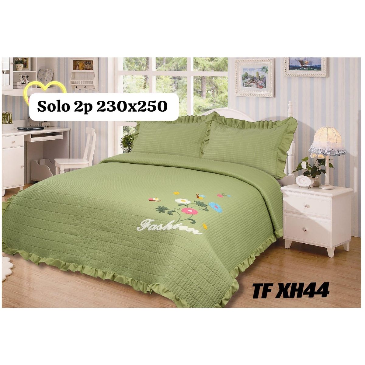 GENERICO - cubrecama bordado con aroma a lavanda 2 PLAZAS