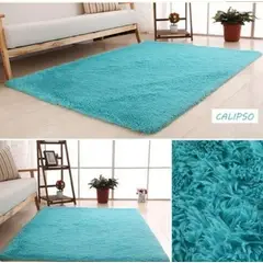 GENERICO - Alfombra de living peluda tipo shaggy 240 x 200 cm color calipso