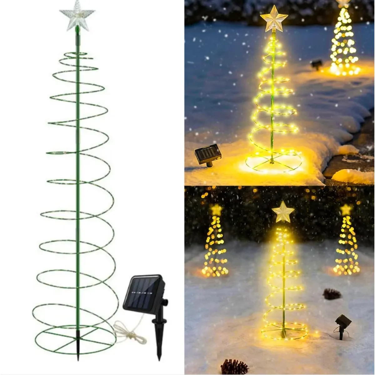 GENERICO - Estaca Solas En Forma De Árbol De Navidad En Luz Cálida…