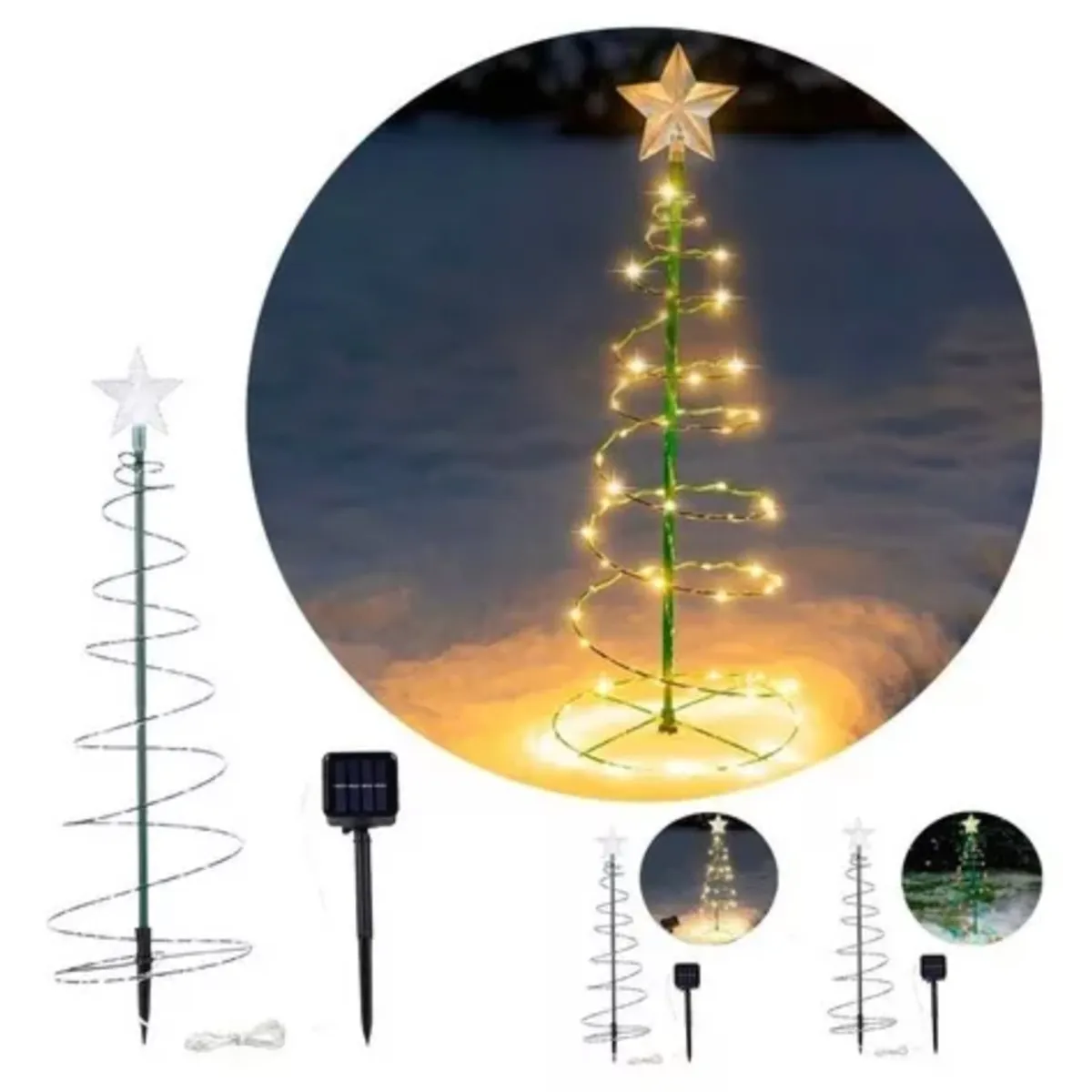 GENERICO - Estaca Solas En Forma De Árbol De Navidad En Luz Cálida…