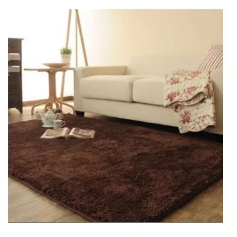 GENERICO - Alfombra de living peluda tipo shaggy 180 x 200 cm color café