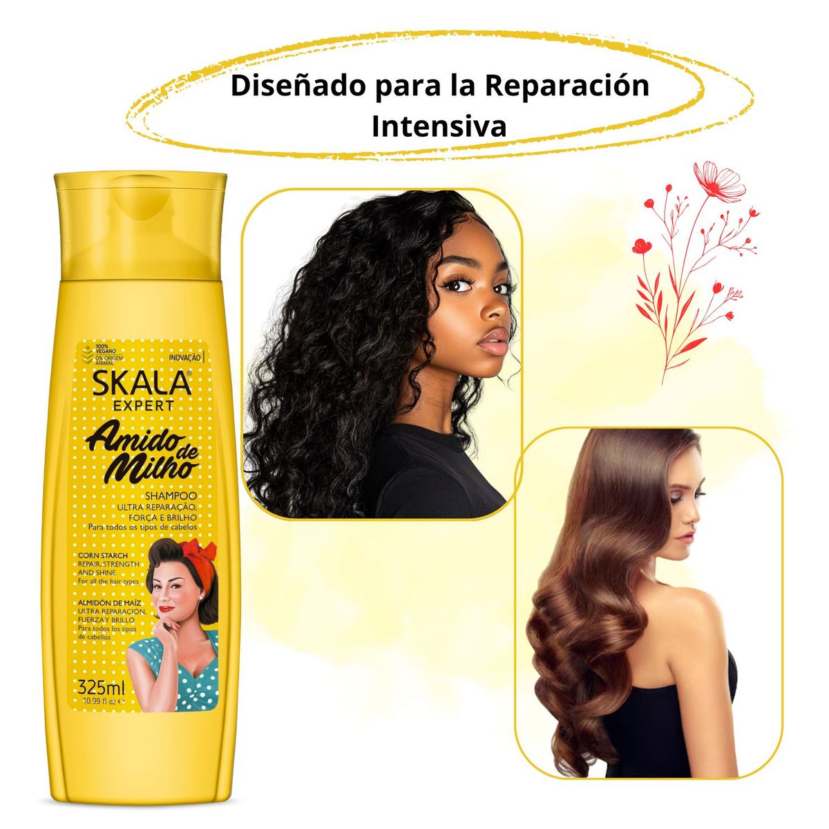 SKALA - Shampoo Skala Almidon de Maiz 325ml Repara Fortalece mas Brillo