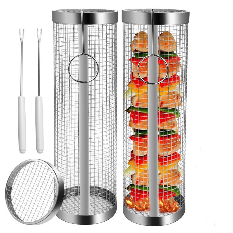 EVERSO - X2 Cesta Enrollable Para Parrilla Barbacoa Asados Rejilla