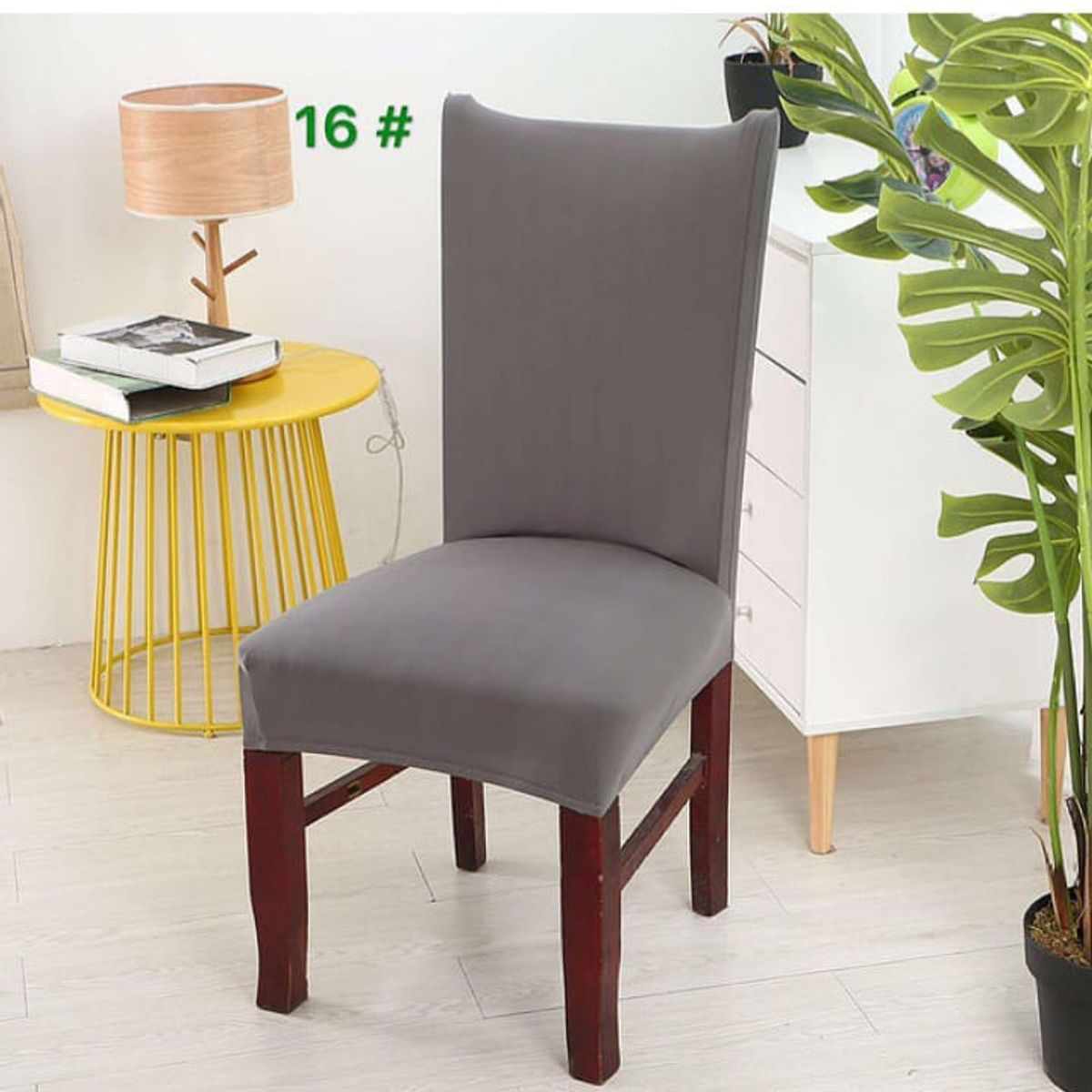 GENERICO - Pack de 06 Fundas para Sillas de Poliéster Elástico Gris