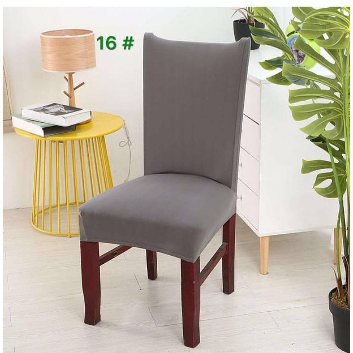 GENERICO - Pack de 06 Fundas para Sillas de Poliéster Elástico Gris