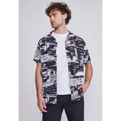 SIOUX - Camisa Hombre Ciudad Viscosa Negro