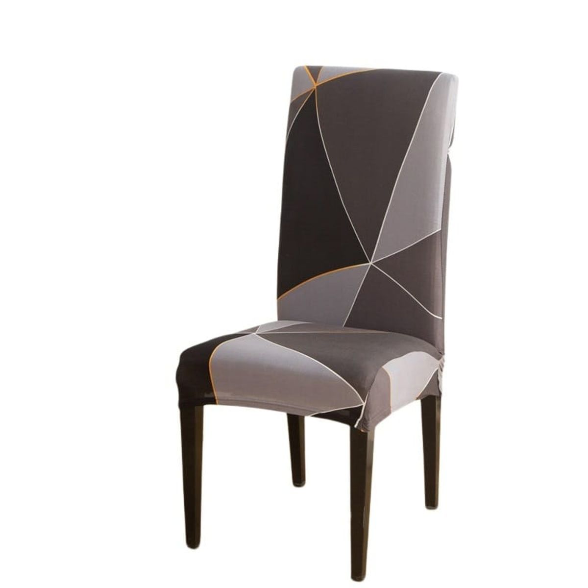 GENERICO - Pack de 06 Fundas para Sillas de Poliéster Elástico Negro con Gris