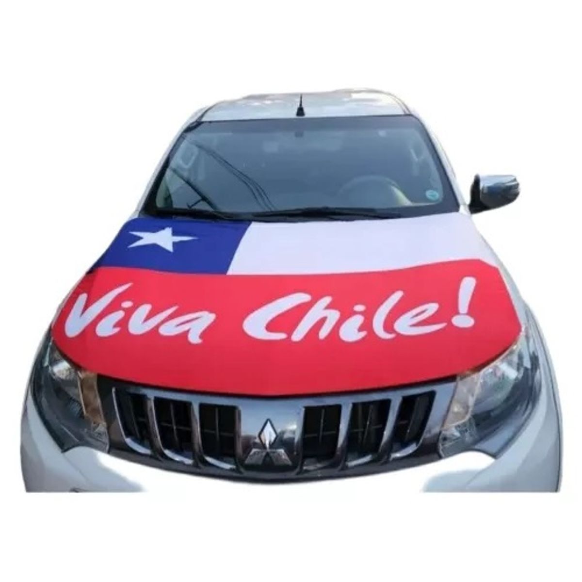 GENERICO - Funda Elástica Cubre Capot Bandera Chile Forro Auto Camionet