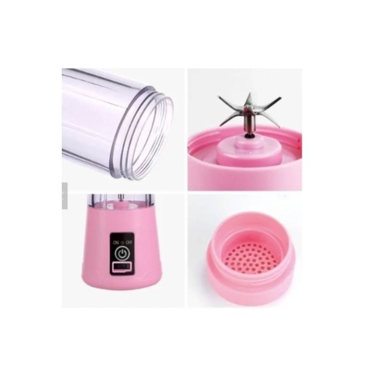 GENERICO - Juguera Batidora Licuadora Vaso Personal Portatil Rosa