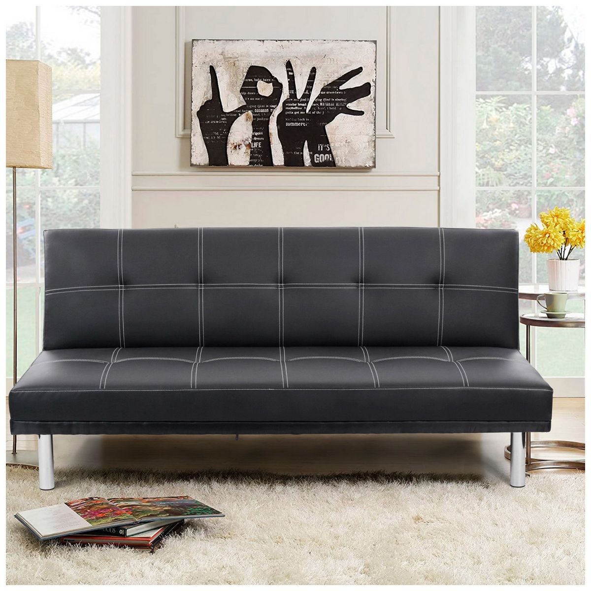 NOVAHUS - Futón Sofá 78x182x90 cm Negro