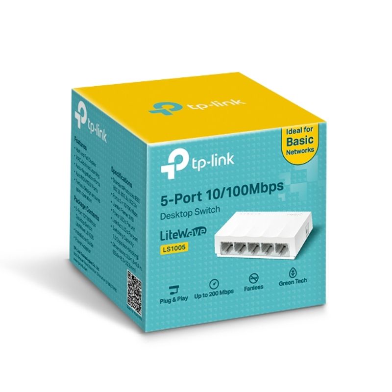 TP LINK - Switch TP-Link LS1005 5 puertos RJ45 Ethernet Auto MDI/MDIX - Blanco