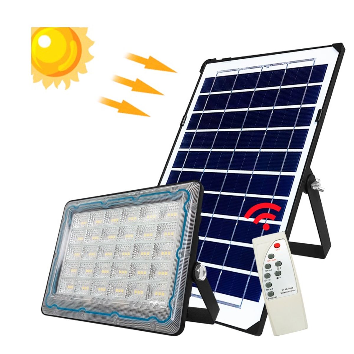 GENERICO - FOCO LED DE 100W IP66  PANEL SOLAR  CONTROL Pm
