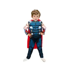 TODODISFRACESCHILE - Disfraz Thor con Músculos y Capa Marvel Talla 4--6 años