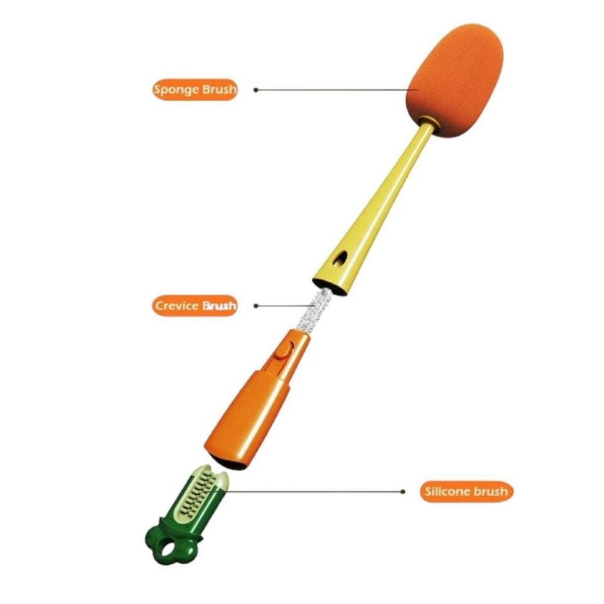 GENERICO - Cepillo para Botellas Escobilla Limpia Vasos 3 en 1