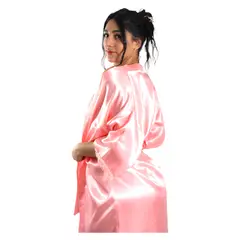 MEDIA LUNA - Pijama Camisola Corta de Tirantes Y Bata Satinada  Diseño Color Liso