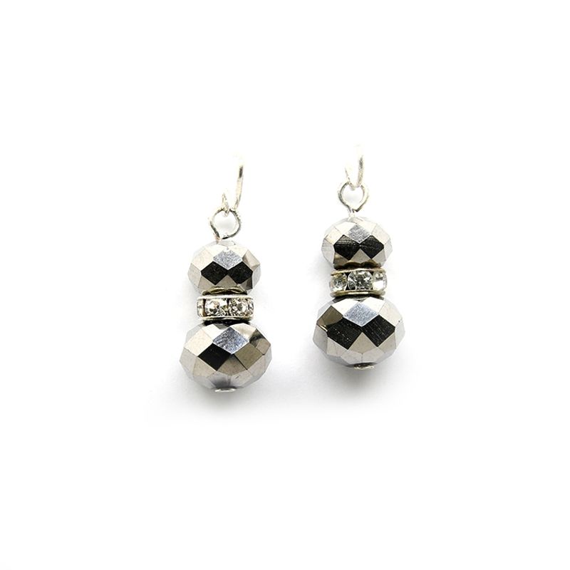GENERICO - Aros Pendientes Bolas Facetadas color plata desgaste