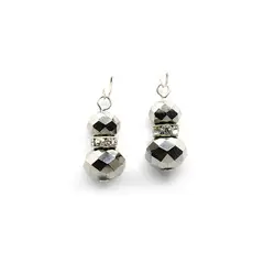 GENERICO - Aros Pendientes Bolas Facetadas color plata desgaste