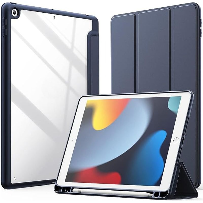 GENERICO - Carcasa Para iPad 10.2 con ranura lapiz / Transparente Azul