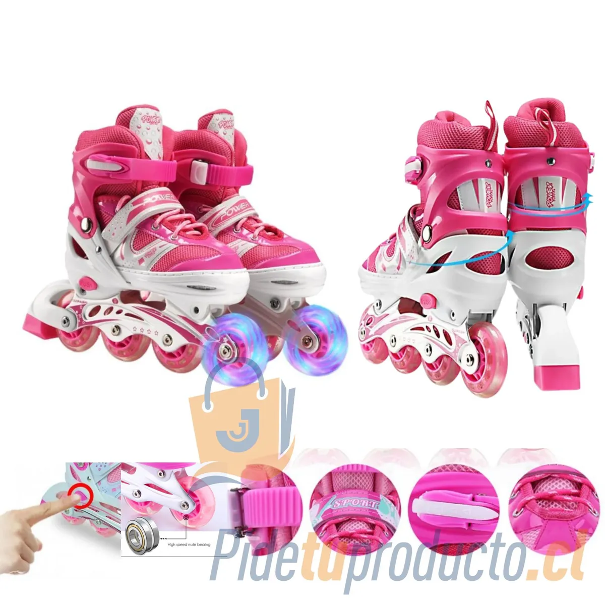 GENERICO - Patines Lineales mas kit de protección talla M 33 AL 36